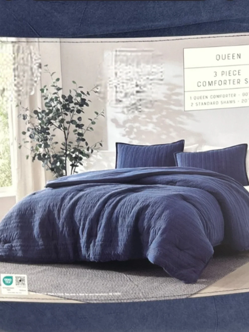 Max Studio Blue Queen Comforter Set 90”x90”